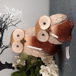 Owl Statues Figures Set Indoor Whimsical Home Owls Terra Cotta Whimsical Fun